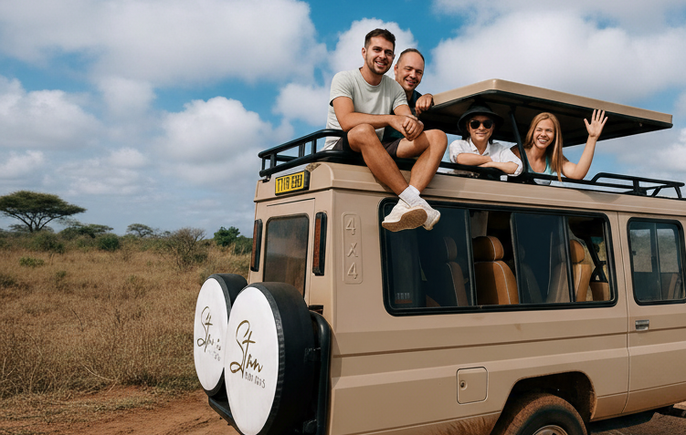 A herd of Elephants drinking water in Serengeti African Safaris - Tanzania